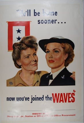 Item #25576 He'll Be Home Sooner (poster).; 1944. World War II. John Falter