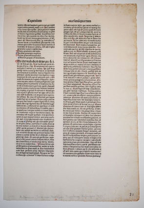 Item #9000403 Summa Theologica. (printed Incunabula Leaf). Antonius