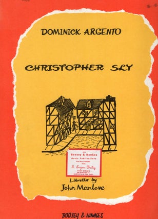 Item #9006657 Christopher Sly: Comic Opera In Two Scenes And An Interlude (bh. Bk. 578); Based on...