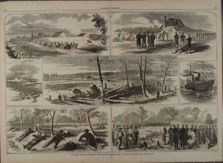 Item #9014266 OUR ARMY BEFORE YORKTOWN, VIRGINIA (Print). Winslow Homer, A R. Waud.