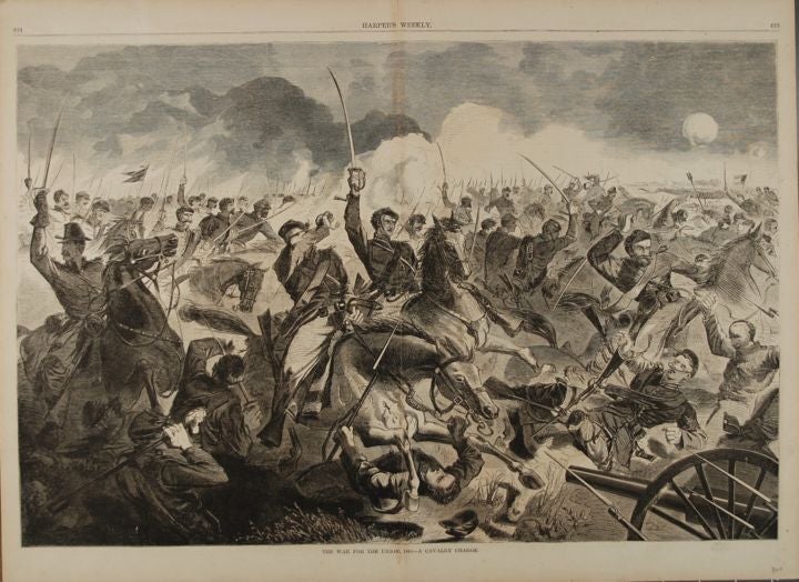 Item #9014267 THE WAR FOR THE UNION, 1862 -- A CAVALRY CHARGE (Print). Winslow Homer.