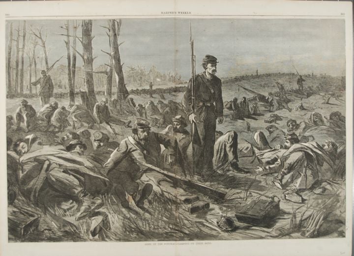 Item #9014269 ARMY OF THE POTOMAC -- SLEEPING ON THEIR ARMS (Print). Winslow Homer.