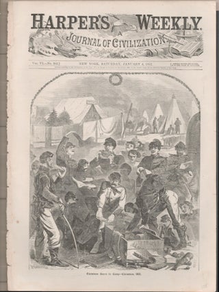 CHRISTMAS BOXES IN CAMP -- CHRISTMAS, 1861 (Print. Winslow Homer.