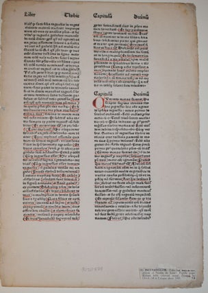 Item #9020778 Postilla super Bibliam (printed incunabula leaf). Nicolas de Lyre
