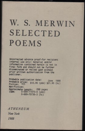 Item #9027591 Selected Poems. W. S. Merwin