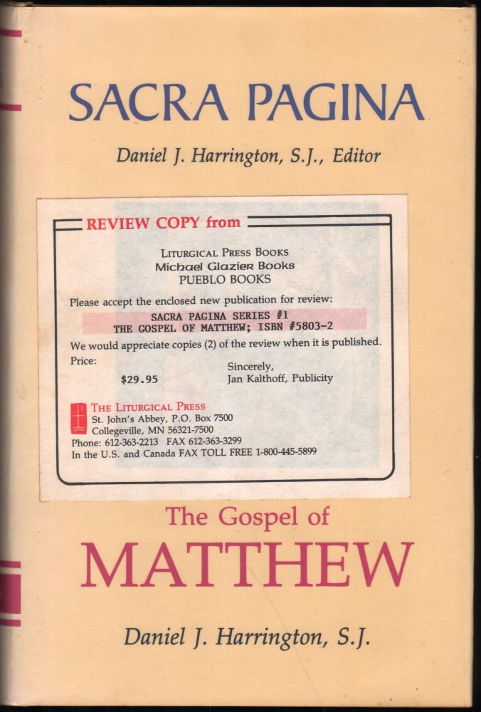 Item #9028719 The Gospel of Matthew. Daniel J. Harrington.