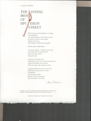 Item #9032491 The Young Men Of Division Street (broadside). Clare Rossini, Gaylord Schanilec