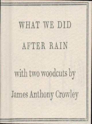 Item #9033165 What We Did After Rain; Poems. Art Homer, James Anthony Crowley